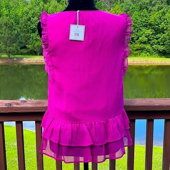 Kaari Blue Fuchsia Peasant Blouse New With Tags - Picture 3 of 6